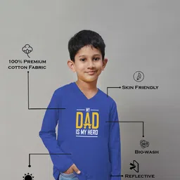 Friskers Boys Blue Typography Printed V-Neck Applique T-shirt image 4