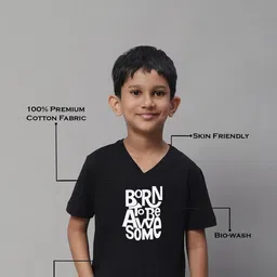 Friskers Boys Typography Printed V-Neck Casual Bio Wash Pure Cotton T-Shirt image 5