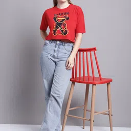 GRACIT Graphic Printed Drop-Shoulder Sleeves Pure Cotton Crop Oversized T-shirt image 5