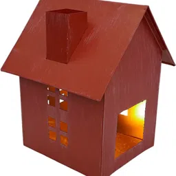 Shaurya Designs Hut Shaped Tealight Red Lantern Red Iron Table Lantern-picture-28