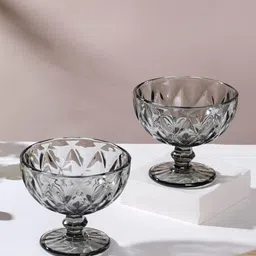Nestasia Grey 6-Pieces Geometric Textured Glass Bowls 300ml-image-20