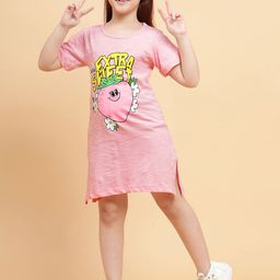 YK Girls Graphic Printed Cotton T-shirt Dress-picture-51