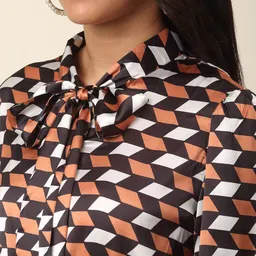 plusS Checked Puff Sleeve A-Line Dress image 2