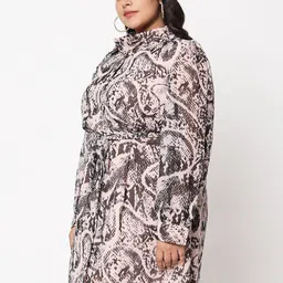 Curves by MISH Beige Plus Size Animal Printed Shirt Dress image 2