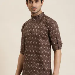 SOJANYA Men Brown Ethnic Motifs Printed Kurta image 2