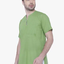 RAJUBHAI HARGOVINDAS Mandarin Collar Straight Regular Cotton Kurta image 4