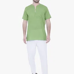 RAJUBHAI HARGOVINDAS Mandarin Collar Straight Regular Cotton Kurta image 2