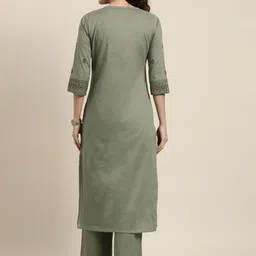 Vishudh Women Green Ethnic Motifs Printed Pure Cotton Kurta with Palazzos image 5
