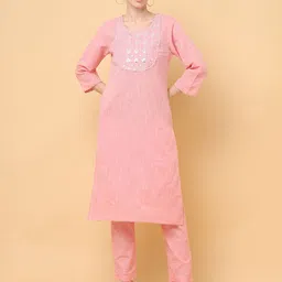 aayusika Geometric Embroidered Pure Cotton Gotta Patti Kurta With Trouser image 1