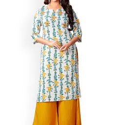 KALINI Ethnic Motifs Printed Notched Neck Kurta-picture-35