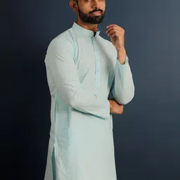 Lightpole Mandarin Collar Long Sleeves Pure Cotton Straight Kurta-picture-30