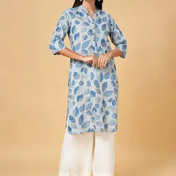 RANGMANCH BY PANTALOONS Floral Printed Mandarin Collar A-Line Kurta image 1