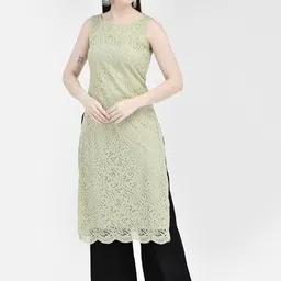 Ojjasvi Geometric Embroidered Thread Work Sleeveless A-Line Kurta image 1
