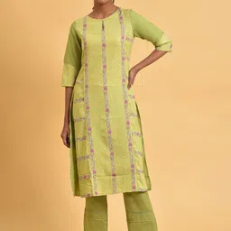 W Floral Printed Keyhole Neck Straight Kurta-picture-21
