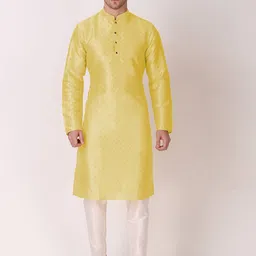 Koshin Geometric Woven Design Mandarin Collar Art Silk Straight Kurta-picture-19