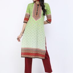 Vishudh Women Lime Green Ethnic Motifs Printed Kurta-picture-46