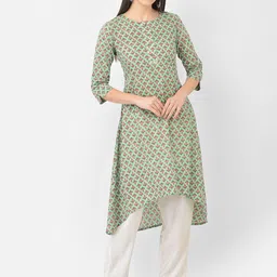 Span Women Sea Green Ethnic Motifs Printed Kurta-picture-17