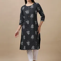 Marcia Ethnic Motifs Printed Round Neck Pure Cotton Straight Kurta image 1