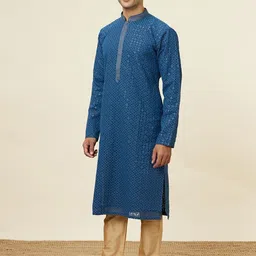 Manyavar Ethnic Motifs Embroidered Thread Work Kurta with Churidar image 1