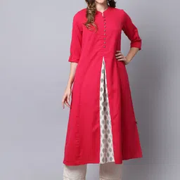 Pistaa Women Pink & White Geometric Thread Work Anarkali Kurta-picture-18