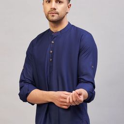 VASTRAMAY  Band Collar Cotton Straight Kurta-picture-21