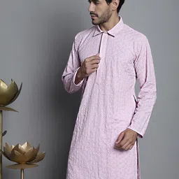 Jompers Ethnic Motif Embroidered Shirt Collar Thread Work Kurta-picture-17