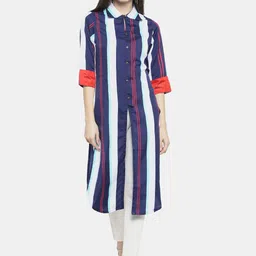 Sayesha Women Multicoloured Striped Crepe Pathani Kurta image 1