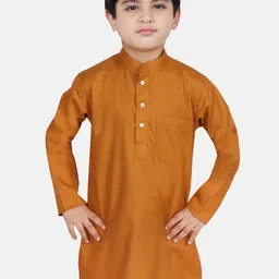 SG YUVRAJ Boys Brown Thread Work Raw Silk Kurta-image-32