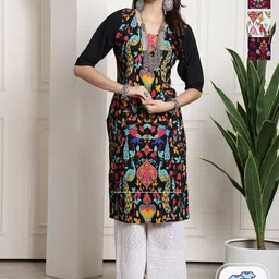 7Threads Selection Of 4 Ethnic Motif Printed Straight Crepe Kurtas-picture-11
