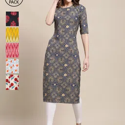 7Threads Women Pack Of 6 Summer Sheers Crepe Kurta image 1