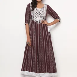 vbuyz KALINI Women Striped Printed Round Neck Anarkali Kurta-picture-27
