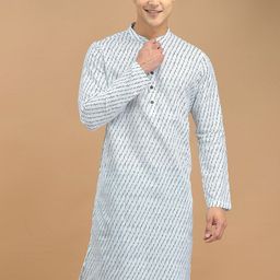 DEYANN Band Collar Striped Straight Cotton Kurta-picture-6