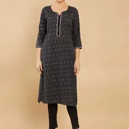 Soch Woven Design Straight Cotton Kurta image 1