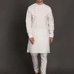 MIDAV Round Neck Button Placket Straight Cotton Kurta-picture-30