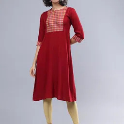 Cot'N Soft Checked Yoke Design Round Neck Pure Cotton Straight Kurta-picture-31