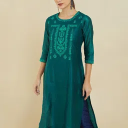 Soch Women Floral Embroidered Chanderi Silk Kurta-image-10