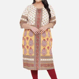 Amydus Plus Size Ethnic Motifs Printed Cotton Kurta image 1