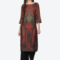 Biba Women Orange Ethnic Motifs Printed Kurta-image-42