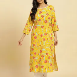W Floral Printed Cotton Kurta-picture-11