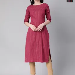 KALINI Selection Of 2 Striped Round Neck Straight Kurtas-picture-21