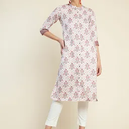 Soch Mandarin Collar Floral Printed Straight Kurta-image-79