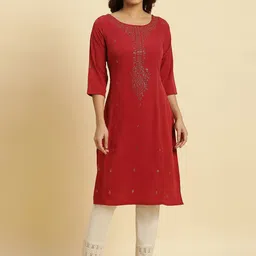 W Ethnic Motifs Embellished Sequinned Straight Kurta image 1