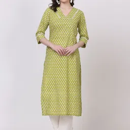 Jivitha Floral Printed Cotton V-Neck Straight Kurta-picture-26