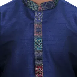 BAESD Boys Woven Design Mandarin Collar Thread Work Straight Kurta image 4