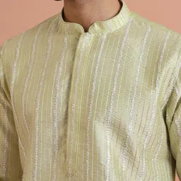 KISAH Striped Thread Work Straight Kurta image 4