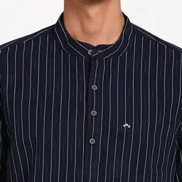 Turtle Striped Mandarin Collar Pure Cotton Kurta image 3