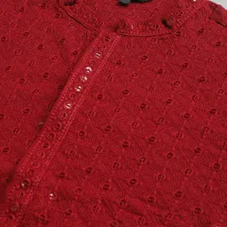 SOJANYA Ethnic Motif Embroidered Sequined Pure Cotton Kurta image 5