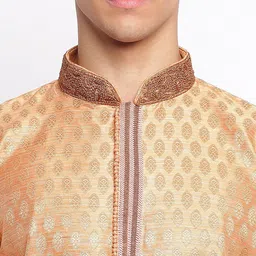 here&now x sanwara Sanwara Men Peach-Coloured Ethnic Motifs Printed Kurta image 4