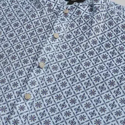 SOJANYA Men Geometric Printed Cotton Linen Kurta image 5