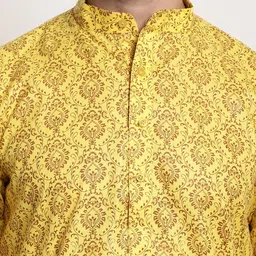 SOJANYA Ethnic Motifs Printed Mandarin Collar Cotton Linen Kurta image 4